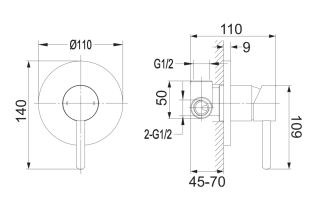 Встраиваемый смеситель для душа Omnires Y чёрный Y1245BL